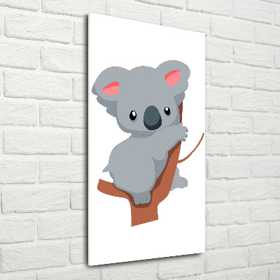 Glasbild vertikales Panda auf einem Baum