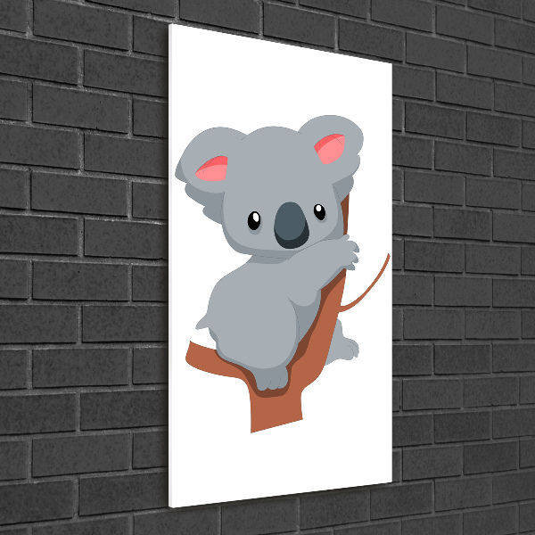 Glasbild vertikales Panda auf einem Baum