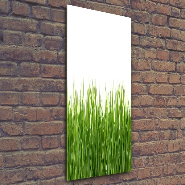 Glasbild vertikales Grünes Gras