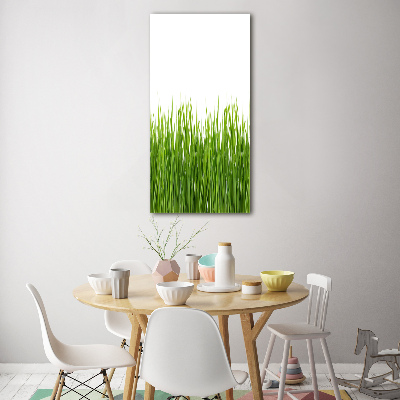 Glasbild vertikales Grünes Gras