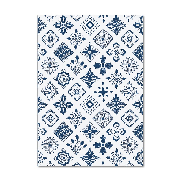 Glasbild vertikales Blumenmuster