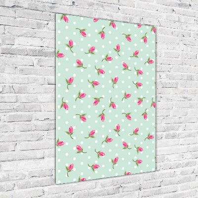 Glasbild vertikales Rosen