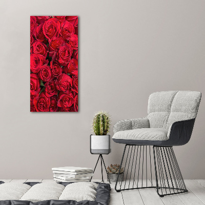 Glasbild vertikales Rote Rosen