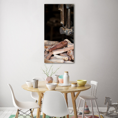 Foto auf glas vertikales Holzwerkzeuge