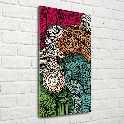 Glasbild vertikales Abstrakte Federn