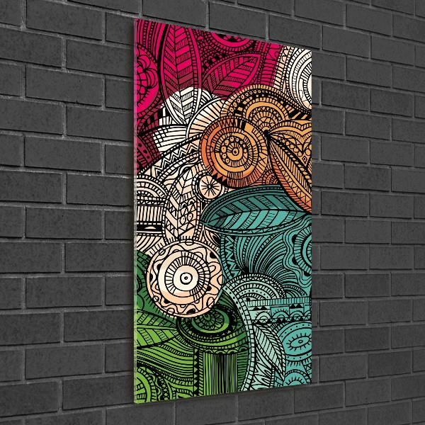 Glasbild vertikales Abstrakte Federn