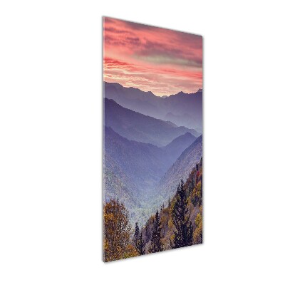 Foto auf glas vertikales Nebel über den Bergen