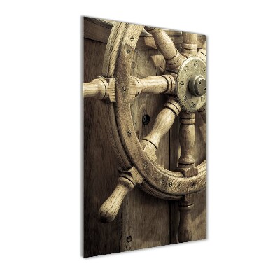 Glasbild vertikales Das Ruder einer Yacht