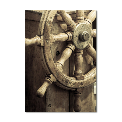 Glasbild vertikales Das Ruder einer Yacht