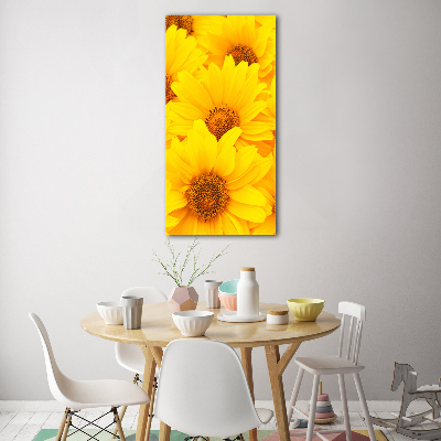 Bild aus glas vertikales Sonnenblumen