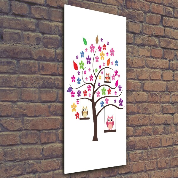 Foto auf glas vertikales Eulen auf Schaukeln