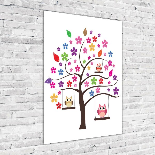 Foto auf glas vertikales Eulen auf Schaukeln