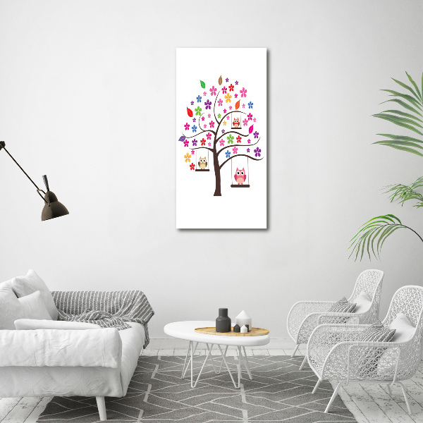 Foto auf glas vertikales Eulen auf Schaukeln