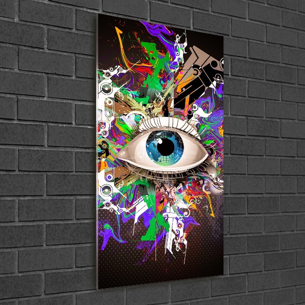 Glasbild vertikales Abstraktes Auge