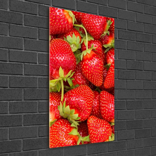 Glasbild vertikales Erdbeeren