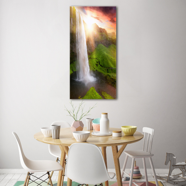 Glasbild vertikales Wasserfall
