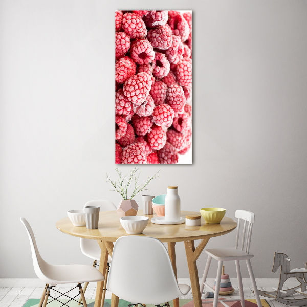 Glasbild vertikales Himbeeren