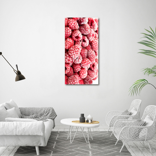 Glasbild vertikales Himbeeren