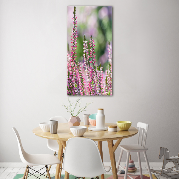 Glasbild vertikales Heidekraut