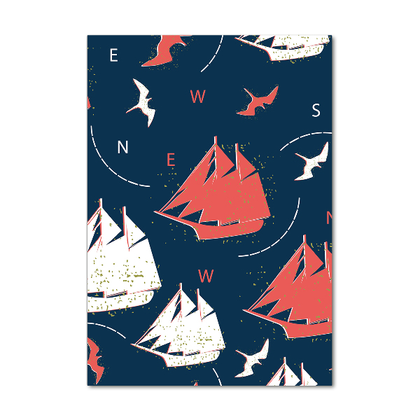 Bild aus glas vertikales Schiffe Seevögel