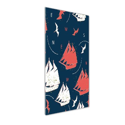 Bild aus glas vertikales Schiffe Seevögel