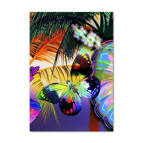 Bild aus glas vertikales Bunte Blumen