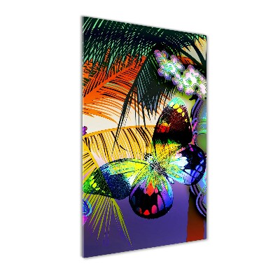 Bild aus glas vertikales Bunte Blumen