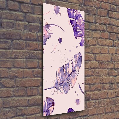 Glasbild vertikales Federn