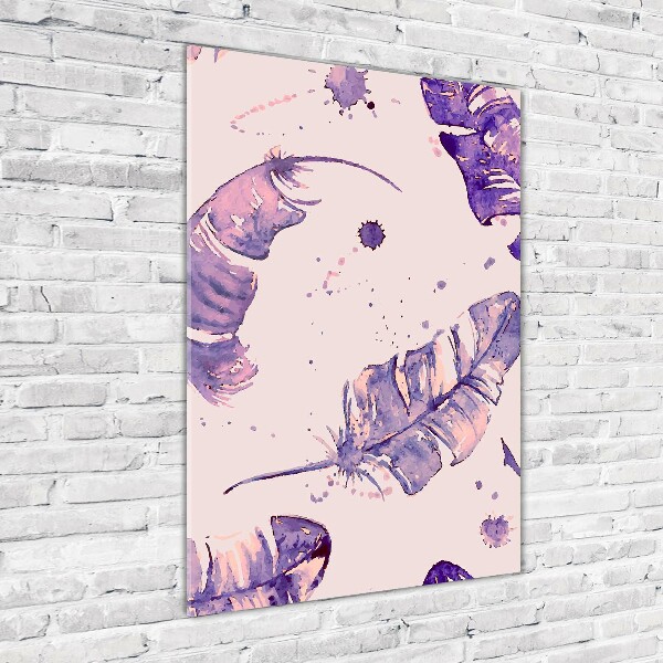 Glasbild vertikales Federn