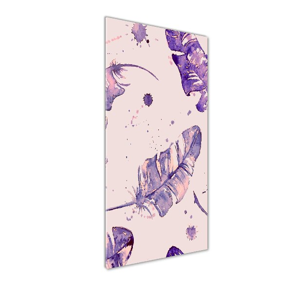 Glasbild vertikales Federn