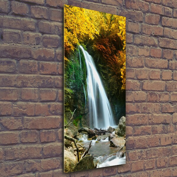 Foto auf glas vertikales Wasserfall im Wald