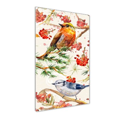 Bild aus glas vertikales Vögel und Blumen