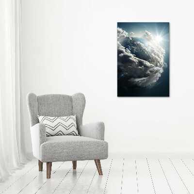 Glasbild vertikales Planet Erde