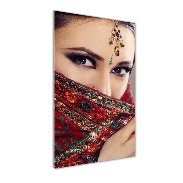 Glasbild vertikales Indische Frau