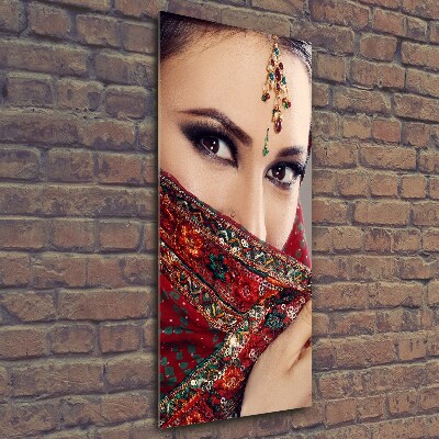 Glasbild vertikales Indische Frau