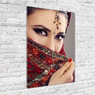 Glasbild vertikales Indische Frau