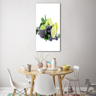 Bild aus glas vertikales Zitrusfrüchte und Steine