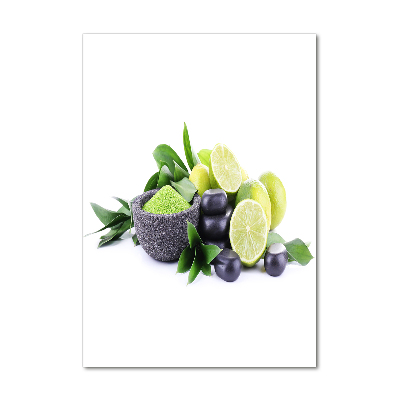 Bild aus glas vertikales Zitrusfrüchte und Steine