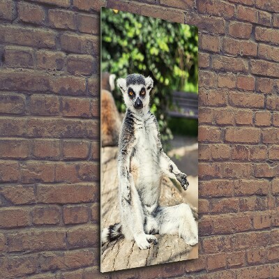 Glasbild vertikales Lemur