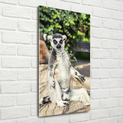 Glasbild vertikales Lemur