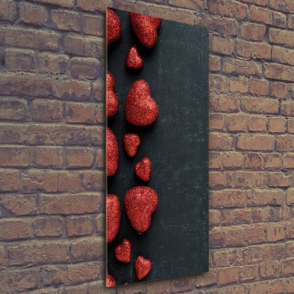 Glasbild vertikales Herzen auf dem Brett