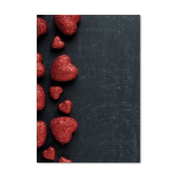 Glasbild vertikales Herzen auf dem Brett