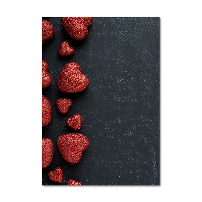 Glasbild vertikales Herzen auf dem Brett