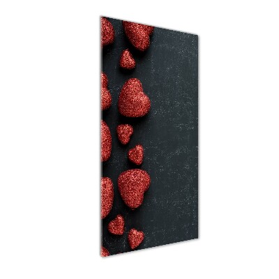 Glasbild vertikales Herzen auf dem Brett
