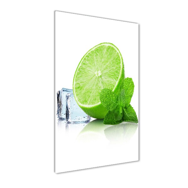 Glasbild vertikales Limette und Eis