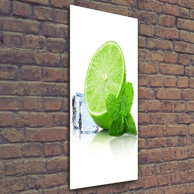 Glasbild vertikales Limette und Eis