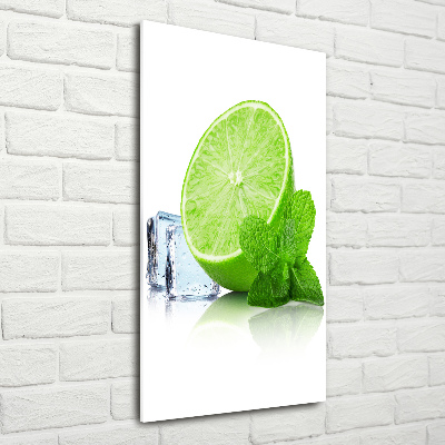 Glasbild vertikales Limette und Eis