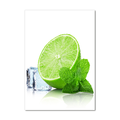 Glasbild vertikales Limette und Eis