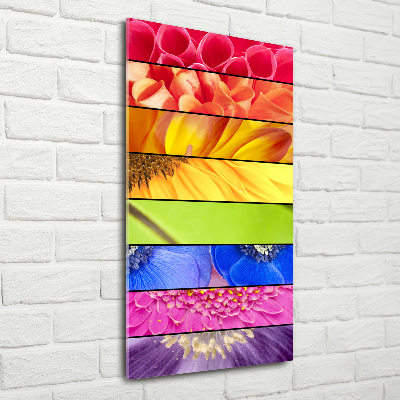 Glasbild vertikales Bunte Blumen