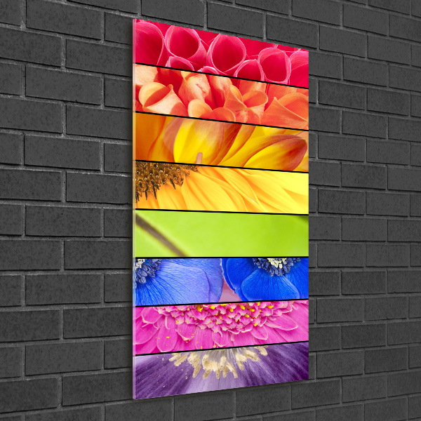 Glasbild vertikales Bunte Blumen